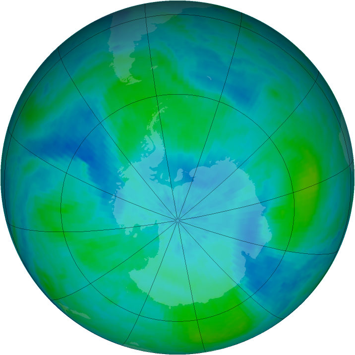 Antarctic ozone map for 13 February 2002